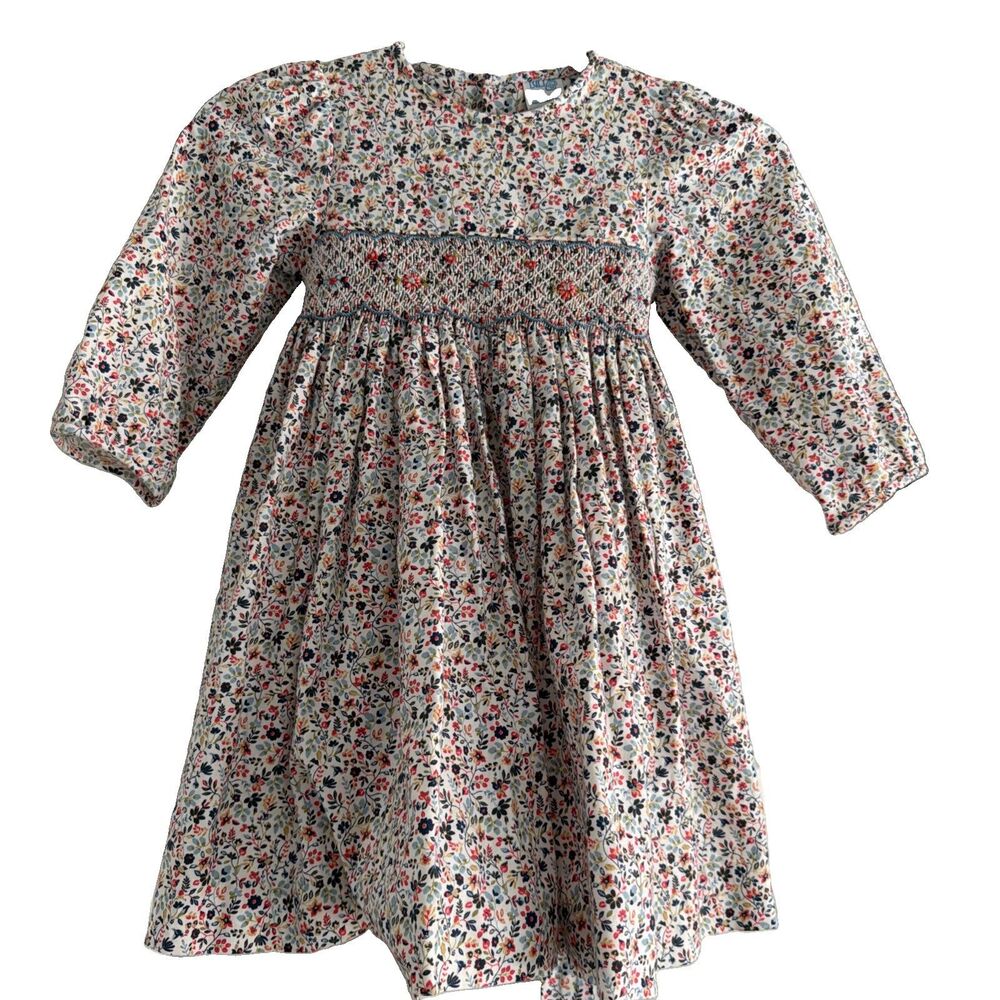 NWT Luli & Me Sz 4 floral long sleeve Dress Floral Smocked
